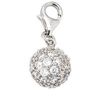 Charm-Einhänger JOBO "Charm Glitzer Kugel", silber 925, Charms, Damen, Silber 925 (Sterlingsilber), 925 Silber rhodiniert mit Zirkonia (67901843-0) silber 925