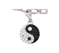 Charm-Einhänger JOBO "Charm Ying Yang", silber 925, Charms, Damen, Silber 925 (Sterlingsilber), 925 Silber mit 46 Zirkonia schwarz weiß (30593805-0) silber 925