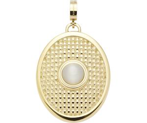 Charm-Einhänger LEONARDO "Anhänger Fidelia Clip & Mix", gold (gelbgoldfarben, weiß), Charms, Damen, Edelstahl, mit Cat´s Eye (89439943-0) gelbgoldfarben, weiß
