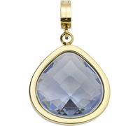 Charm-Einhänger LEONARDO "Anhänger Juvinga Clip & Mix", gold (gelbgoldfarben, blau, blau), Charms, Damen, Edelstahl, mit Glasstein (28881069-0) gelbgoldfarben, blau, blau