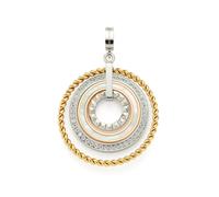 Charm-Einhänger LEONARDO "Geometria Clip&Mix", rosa (edelstahlfarben, gelbgoldfarben, roségoldfarben, kristallweiß, perlmuttfarben, kristallweiß), Charms, Damen, Edelstahl, mit Glasstein, Zirkonia (sy