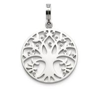 Charm-Einhänger LEONARDO "Lebensbaum", silber (edelstahlfarben, weiß, weiß), Charms, Damen, Edelstahl, mit Kristallglas (31167601-0) edelstahlfarben, weiß, weiß