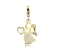 Charm-Einhänger NENALINA "Anhänger Engel Glücksbringer Zirkonia 925 Silber", gold, Charms, Damen, mit Steinen, Silber 925 (Sterlingsilber) (45548101-0) gold