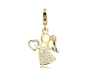 Charm-Einhänger NENALINA "Anhänger Engel Glücksbringer Zirkonia 925 Silber", gold, Charms, Damen, mit Steinen, Silber 925 (Sterlingsilber) (45548101-0) gold