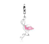 Charm-Einhänger NENALINA "Anhänger Flamingo Sommer Emaille 925 Silber", silber, Charms, Damen, ohne Stein, Silber 925 (Sterlingsilber) (84310730-0) silber