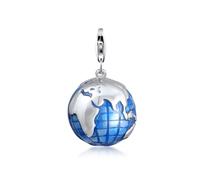 Charm-Einhänger NENALINA "Anhänger Globus Weltkugel Emaille 925 Silber", silber, Charms, Damen, ohne Stein, Silber 925 (Sterlingsilber) (11973758-0) silber