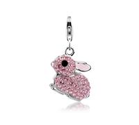 Charm-Einhänger NENALINA "Anhänger Hase 925 Silber, mit Kristallen von Swarovski", rosa, Charms, Damen, mit Steinen, Silber 925 (Sterlingsilber) (77632938-0) rosa