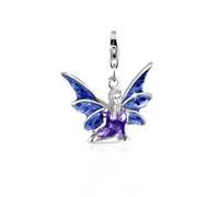 Charm-Einhänger NENALINA "Elfe Emaille Fabel Märchen Lila Blau 925 Silber", silber, Charms, Damen, ohne Stein, Silber 925 (Sterlingsilber), Charm-Einhänger (36498747-0)