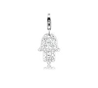 Charm-Einhänger NENALINA "Hamsa Hand Ornament 925 Silber, mit Kristallen von Swarovski", silber (silber, weiß), Charms, Damen, mit Steinen, Silber 925 (Sterlingsilber) (93577061-0) silber, weiß