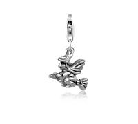 Charm-Einhänger NENALINA "Hexen-Anhänger Halloween Besen oxidiert 925 Silber", silber, Charms, Damen, ohne Stein, Silber 925 (Sterlingsilber) (27603910-0) silber