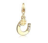 Charm-Einhänger NENALINA "Hufeisen Kleeblatt 925 Silber, mit Kristallen von Swarovski", gold, Charms, Damen, mit Steinen, Silber 925 (Sterlingsilber) (23194956-0) gold