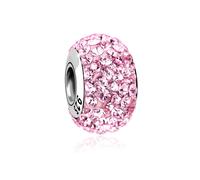 Charm-Einhänger NENALINA "Kugel Bead Violett Kristalle 925 Silber", rosa, Charms, Damen, mit Steinen, Silber 925 (Sterlingsilber), Charm-Einhänger (23737002-0)
