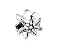 Charm-Einhänger NENALINA "Nenalina Charm Edelweiss Bead Blume 925 Silber", silber, Charms, Damen, ohne Stein, Silber 925 (Sterlingsilber) (97219432-0) silber