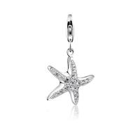 Charm-Einhänger NENALINA "Seestern-Anhänger Zirkonia Kristalle 925 Silber", weiß (weiß, weiß), Charms, Damen, mit Steinen, Silber 925 (Sterlingsilber) (91058062-0) weiß, weiß