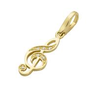 Charm-Einhänger "Notenschlüssel mit Zirkonia, Silber 925", gold, GIORGIO MARTELLO MILANO, Charms, Damen, Silber 925 (Sterlingsilber) (22423941-0) gold