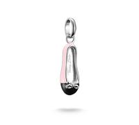 Charm-Einhänger THOMAS SABO "Charm Ballerina-Design - Connect", rosa (silberfarben, schwarz, rosa), Charms, Damen, Silber 925 (recycelt) (12173730-0) silberfarben, schwarz, rosa