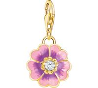Charm-Einhänger THOMAS SABO "Charm Flower", gold (gelbgoldfarben, weiß, weiß), Charms, Damen, Silber 925 (recycelt), mit Zirkonia (synth.) oder Glas-Keramik Stein (75311146-0) gelbgoldfarben, weiß, we