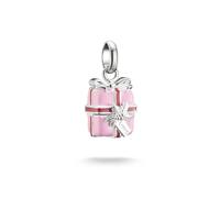 Charm-Einhänger THOMAS SABO "Charm Geschenk - Connect", silberfarben, pink, rot, Charms, Damen, Silber 925 (recycelt) (18318044-0) silberfarben, pink, rot