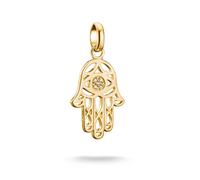 Charm-Einhänger THOMAS SABO "Charm Hamsa des Glücks vergoldet - Connect", gold (gelbgoldfarben, kristallweiß, kristallweiß), Charms, Damen, Silber 925 (recycelt), mit Zirkonia (synth.) (59164341-0) ge