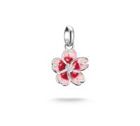 Charm-Einhänger THOMAS SABO "Charm Kirschblüte - Connect", rosa (silberfarben, orange, rot), Charms, Damen, Silber 925 (recycelt), Emaille (12635835-0) silberfarben, orange, rot