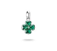 Charm-Einhänger THOMAS SABO "Charm Kleeblatt - Connect", silberfarben, smaragd, smaragd, Charms, Damen, Silber 925 (recycelt), mit Glas-Keramik Stein (53256526-0) silberfarben, smaragd, smaragd