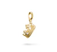 Charm-Einhänger THOMAS SABO "Charm Krone mit Zirkonia - Connect", gold (gelbgoldfarben, kristallweiß, kristallweiß), Charms, Damen, Silber 925 (recycelt), mit Zirkonia (synth.) (36910300-0) gelbgoldfa