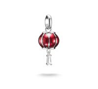 Charm-Einhänger THOMAS SABO "Charm Lampion - Connect", silberfarben, rot, schwarz, kristallweiß, kristallweiß, Charms, Damen, Silber 925 (recycelt), mit Zirkonia (synth.) - Emaille (52576833-0) silber