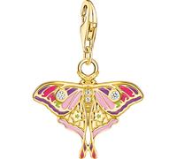 Charm-Einhänger THOMAS SABO "Charm Nachtfalter bunt", gold (gelbgoldfarben, weiß, weiß), Charms, Damen, Silber 925 (recycelt), mit Zirkonia (synth.) (57527806-0) gelbgoldfarben, weiß, weiß