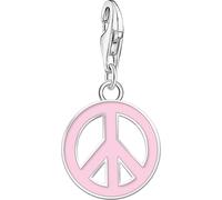 Charm-Einhänger THOMAS SABO "Charm Peace-Zeichen Emaille Pink", silber (silberfarben), Charms, Damen, Silber 925 (recycelt), Charm-Einhänger (87355018-0)