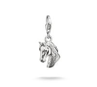 Charm-Einhänger THOMAS SABO "Charm Pferdekopf-Optik - Original", silber (silberfarben, kristallweiß, kristallweiß), Charms, Damen, Silber 925 (recycelt), mit Zirkonia (synth.) (99394862-0) silberfarbe