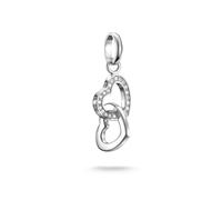 Charm-Einhänger THOMAS SABO "Charm verschlungene Herzen - Connect", silber (silberfarben, kristallweiß, kristallweiß), Charms, Damen, Silber 925 (recycelt), mit Zirkonia (synth.) (49617022-0) silberfa
