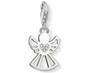 Charm-Einhänger THOMAS SABO "Engel mit Herz", silberfarben, Charms, Damen, Silber 925 (recycelt), Diamantsplitter (458537-0) silberfarben