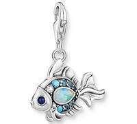 Charm-Einhänger THOMAS SABO "Fisch mit blauen Steinen", bunt (silberfarben, blau, blau), Charms, Damen, Silber 925 (recycelt), mit Glas-Keramik Stein (79450407-0) silberfarben, blau, blau