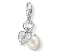 Charm-Einhänger THOMAS SABO "Flügel mit Perle", silberfarben, Charms, Damen, Perlen, Silber 925 (recycelt) (97699620-0) silberfarben
