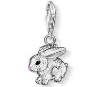 Charm-Einhänger THOMAS SABO "Hase", rosa (silberfarben, schwarz, rosa), Charms, Damen, Silber 925 (recycelt) (92244229-0) silberfarben, schwarz, rosa