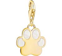 Charm-Einhänger THOMAS SABO "Hundepfote mit weißer Kaltemaille", gold (gelbgoldfarben), Charms, Damen, Silber 925 (recycelt) (85447350-0) gelbgoldfarben