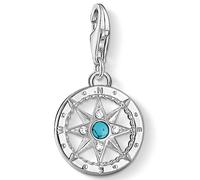 Charm-Einhänger THOMAS SABO "Kompass", bunt (silberfarben, weiß, weiß), Charms, Damen, Silber 925 (recycelt), mit Zirkonia (synth.), Farbstein-Imitat (94098755-0) silberfarben, weiß, weiß