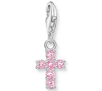 Charm-Einhänger THOMAS SABO "Kreuz Silber", bunt (silberfarben, pink, pink), Charms, Damen, Silber 925 (recycelt), mit Zirkonia (synth.) (78363212-0) silberfarben, pink, pink