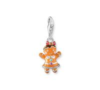 Charm-Einhänger THOMAS SABO "Lebkuchen-Mädchen", silberfarben, orange, pink, blau, rot, violett, braun, orange, Charms, Damen, Silber 925 (recycelt), mit Zirkonia (synth.) (12865409-0) silberfarben, o
