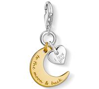 Charm-Einhänger THOMAS SABO "Mond & Herz I LOVE YOU TO THE MOON & BACK", gold (silberfarben, gelbgoldfarben), Charms, Damen, Silber 925 (recycelt) (71007417-0) silberfarben, gelbgoldfarben