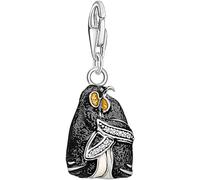 Charm-Einhänger THOMAS SABO "Pinguine", braun (silberfarben, schwarz, braun, weiß, weiß), Charms, Damen, Silber 925 (recycelt), mit Zirkonia (synth.) (22732669-0) silberfarben, schwarz, braun, weiß, w