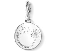 Charm-Einhänger THOMAS SABO "Pusteblume WISHES COME TRUE", bunt (silberfarben, weiß, weiß), Charms, Damen, Silber 925 (recycelt), mit Zirkonia (synth.) (52658559-0) silberfarben, weiß, weiß
