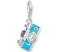 Charm-Einhänger THOMAS SABO "Retro Kamera", blau (silberfarben, mehrfarbig, türkis, mehrfarbig), Charms, Damen, Silber 925 (recycelt), mit Glas-Keramik Stein (78354923-0) silberfarben, mehrfarbig, tür