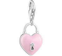 Charm-Einhänger THOMAS SABO "rosa Herzschloss", weiß (silberfarben, rosa, weiß, weiß), Charms, Damen, Silber 925 (recycelt), mit Zirkonia (synth.) (39108362-0) silberfarben, rosa, weiß, weiß