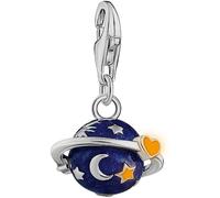 Charm-Einhänger THOMAS SABO "Saturn mit bunter Kaltemaille", bunt (silberfarben, violett, violett), Charms, Damen, Silber 925 (recycelt), mit Zirkonia (synth.) (30280232-0) silberfarben, violett, viol
