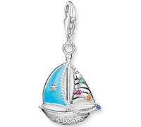 Charm-Einhänger THOMAS SABO "Segelboot", blau (silberfarben, mehrfarbig, türkis, mehrfarbig), Charms, Damen, Silber 925 (recycelt), mit Glas-Keramik Stein (44905365-0) silberfarben, mehrfarbig, türkis