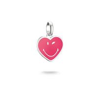 Charm-Einhänger THOMAS SABO "SMILEYWORLD Heart Charm - Connect", silber (silberfarben, pink), Charms, Damen, Silber 925 (recycelt) (87625439-0) silberfarben, pink