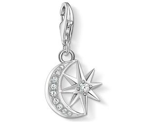 Charm-Einhänger THOMAS SABO "Stern & Mond", bunt (silberfarben, weiß, weiß), Charms, Damen, Silber 925 (recycelt), mit Zirkonia (synth.) (32247322-0) silberfarben, weiß, weiß