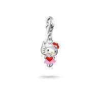 Charm-Einhänger THOMAS SABO "THOMAS SABO ♡ Hello Kitty Charm mit Herz - Original", pink (silberfarben, schwarz, rot, gelb, pink), Charms, Damen, Metall, Emaille (48818400-0) silberfarben, schwarz, rot