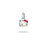 Charm-Einhänger THOMAS SABO "THOMAS SABO ♡ Hello Kitty Charm mit roter Schleife - Original", rot (silberfarben, schwarz, rot, gelb, pink), Charms, Damen, Metall, Emaille (87860656-0) silberfarben, sch